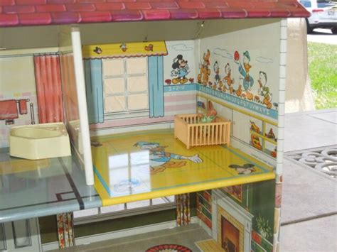 1950s disney metal doll house|vintage metal doll houses 1950s.